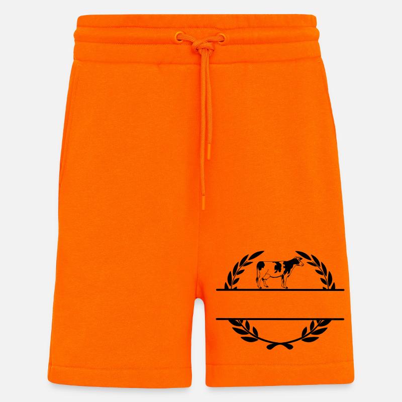 Monogramme de vache laitière - Short bio décontracté fabriqué en UE - SUNSET ORANGE