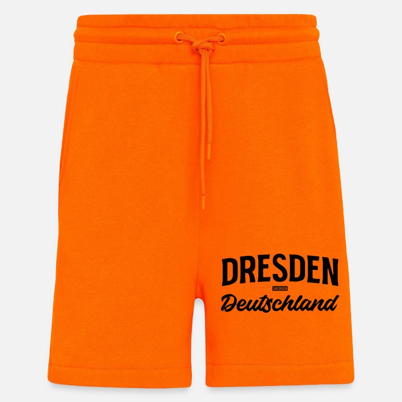 Dresde, Saxe, Allemagne, conception des villes - Short bio décontracté fabriqué en UE - SUNSET ORANGE
