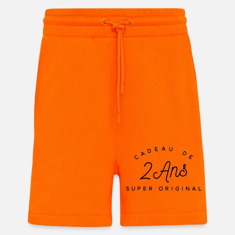 Cadeau 2 ans  - Short bio décontracté fabriqué en UE - SUNSET ORANGE