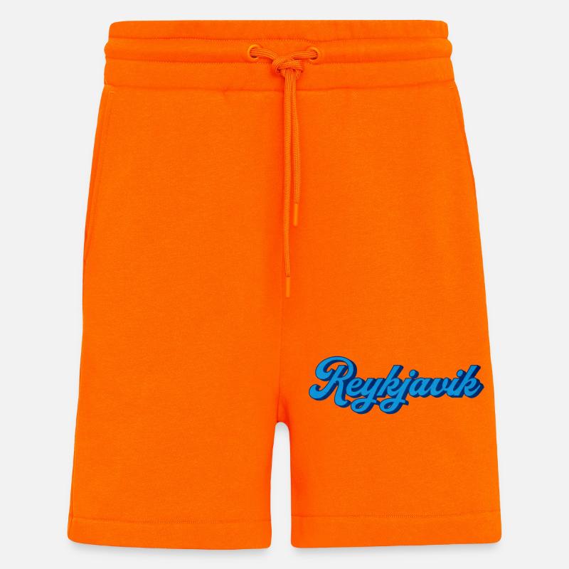 Reykjavik Blue Script Logo - Short bio décontracté fabriqué en UE - SUNSET ORANGE