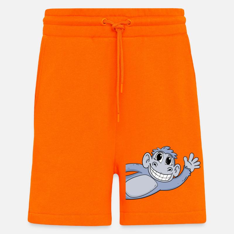 Salutation des singes - Short bio décontracté fabriqué en UE - SUNSET ORANGE