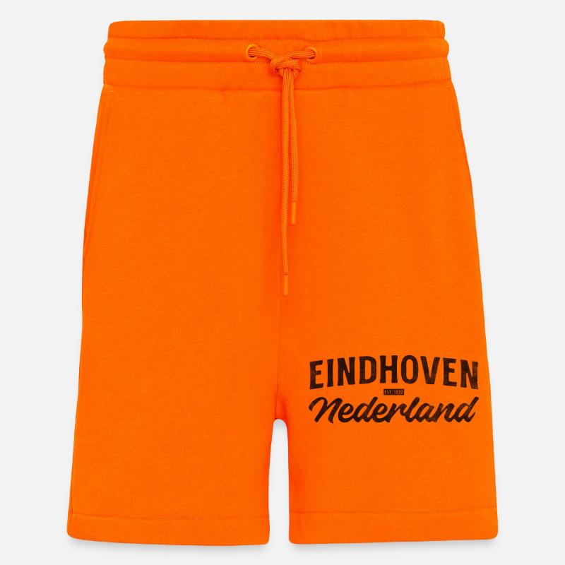 Eindhoven Nederland Script Logo - Short bio décontracté fabriqué en UE - SUNSET ORANGE