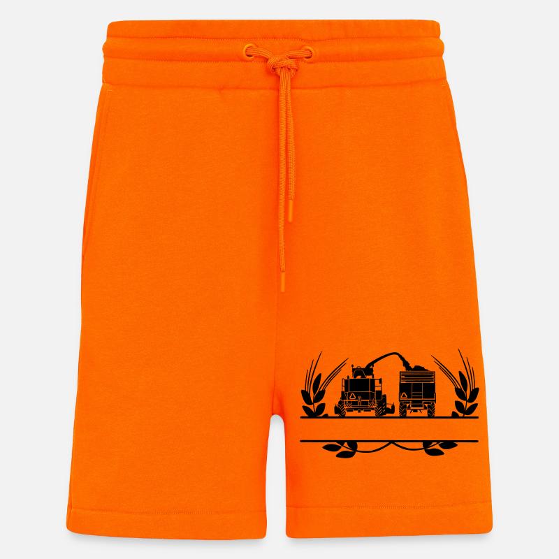 Grain logo Déchiqueteuse couronne de laurier - Short bio décontracté fabriqué en UE - SUNSET ORANGE