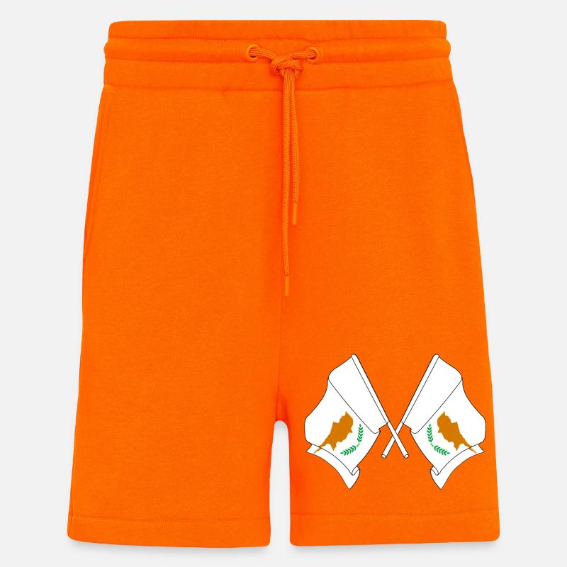 Deux drapeaux Chypre - Short bio décontracté fabriqué en UE - SUNSET ORANGE
