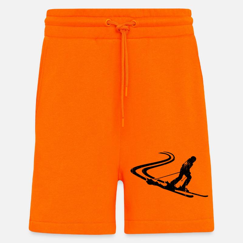 Dessin de skieur - Short bio décontracté fabriqué en UE - SUNSET ORANGE