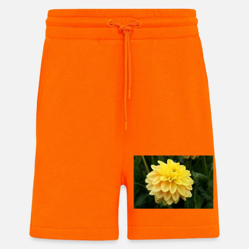 Dahlia fleur jaune, fleur - Short bio décontracté fabriqué en UE - SUNSET ORANGE