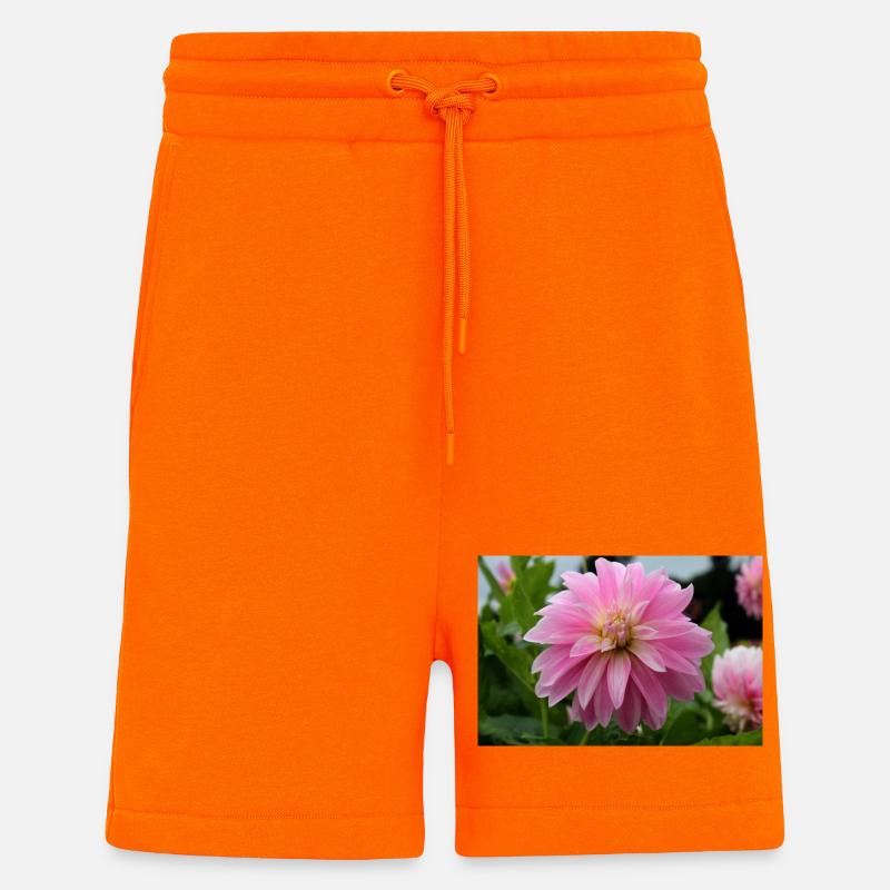 Dahlia rose rose fleur, fleur - Short bio décontracté fabriqué en UE - SUNSET ORANGE