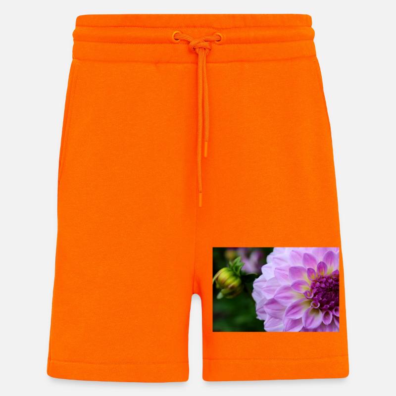 Dahlia rose rose Violet fleur, fleur - Short bio décontracté fabriqué en UE - SUNSET ORANGE