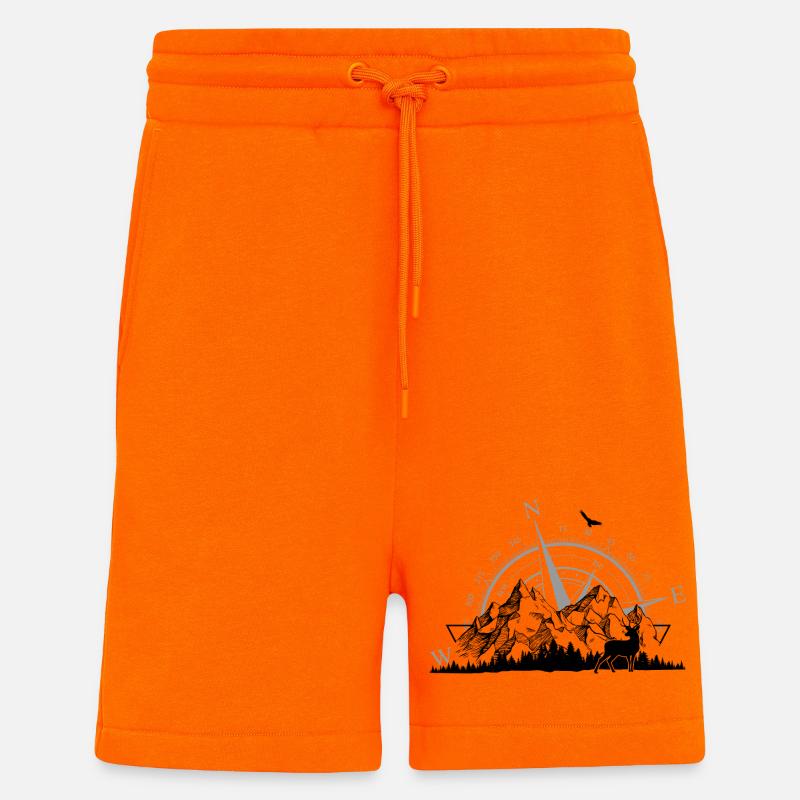 Kompass Rose Minimalistisch Marinegrau - Shorts - made by SPREAD - SUNSET ORANGE