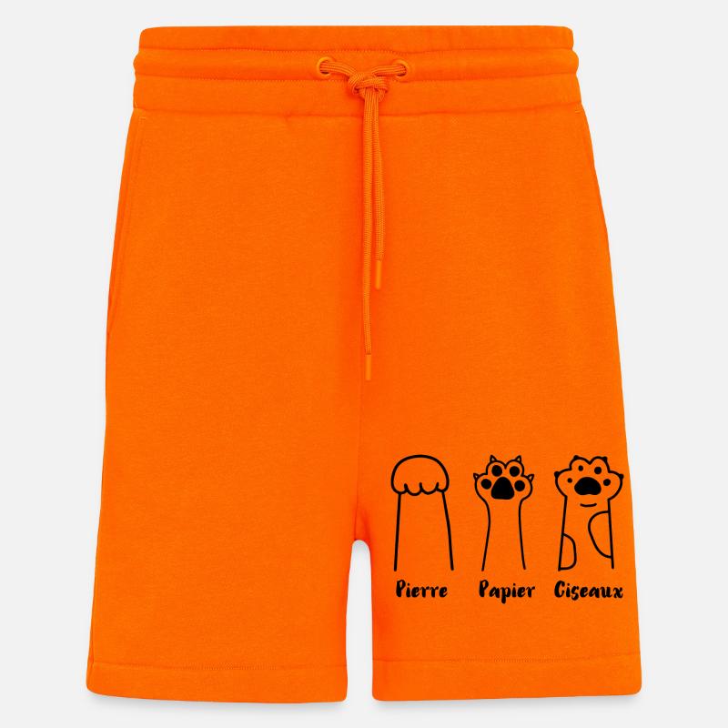 Jeu de Patte: Pierre, Papier, Ciseaux - Short bio décontracté fabriqué en UE - SUNSET ORANGE