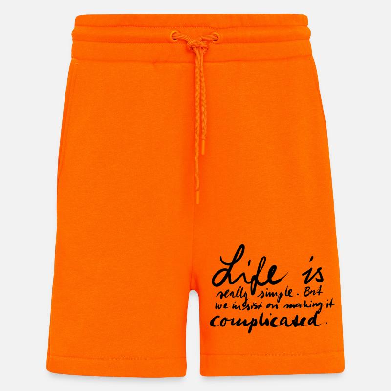 La vie est compliquée - Short bio décontracté fabriqué en UE - SUNSET ORANGE