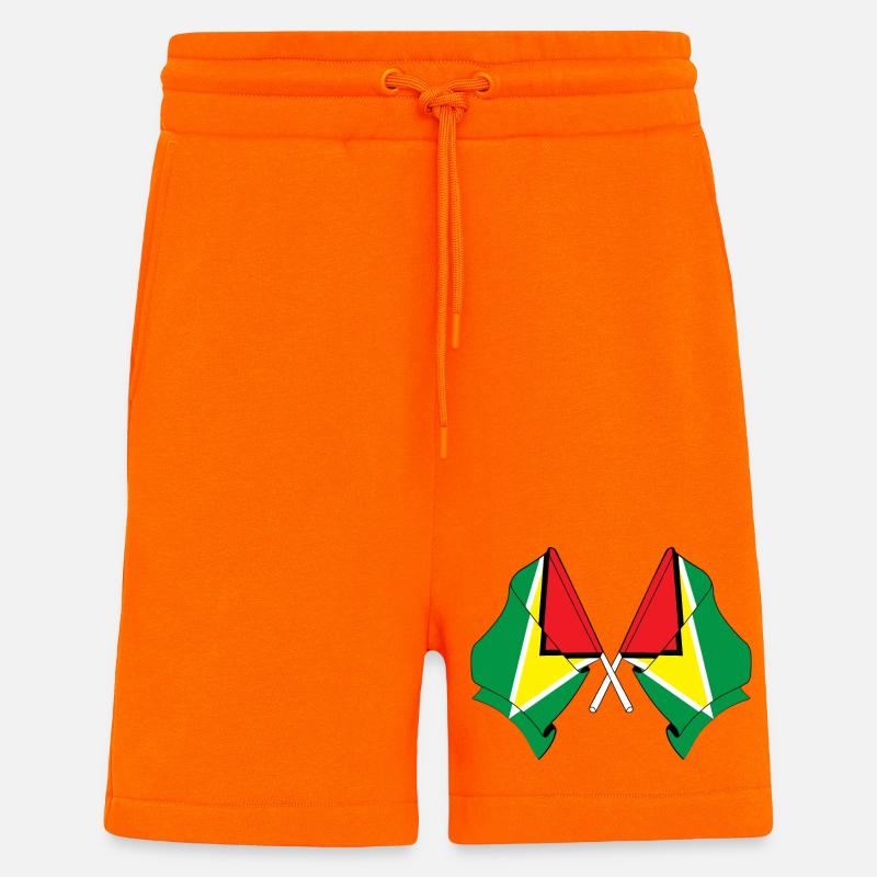 Deux drapeaux croisés de la Guyane - Short bio décontracté fabriqué en UE - SUNSET ORANGE