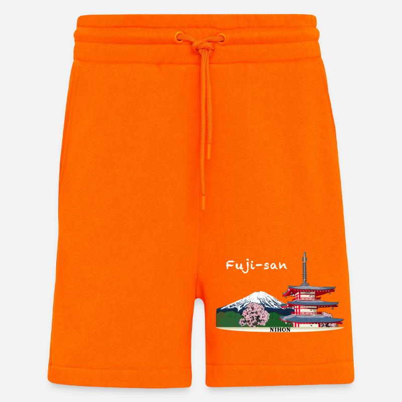 Mont Fuji, Japon, Pagode - Short bio décontracté fabriqué en UE - SUNSET ORANGE