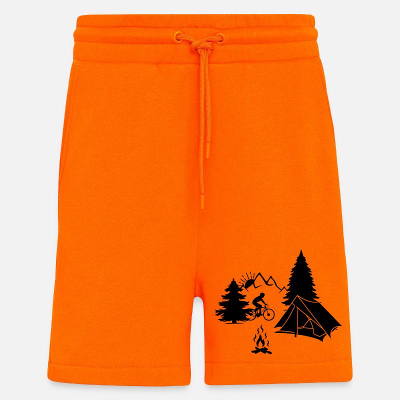 Camping de vacances à vélo - Short bio décontracté fabriqué en UE - SUNSET ORANGE