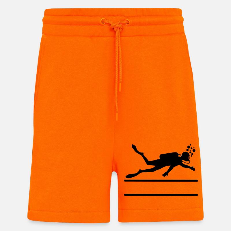 Logo sous-marin de plongeur - Short bio décontracté fabriqué en UE - SUNSET ORANGE