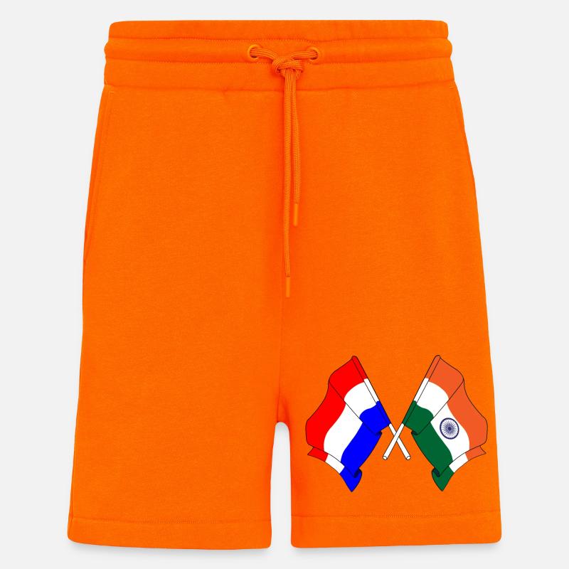 Drapeau des Pays-Bas, drapeau de l’Inde - Short bio décontracté fabriqué en UE - SUNSET ORANGE