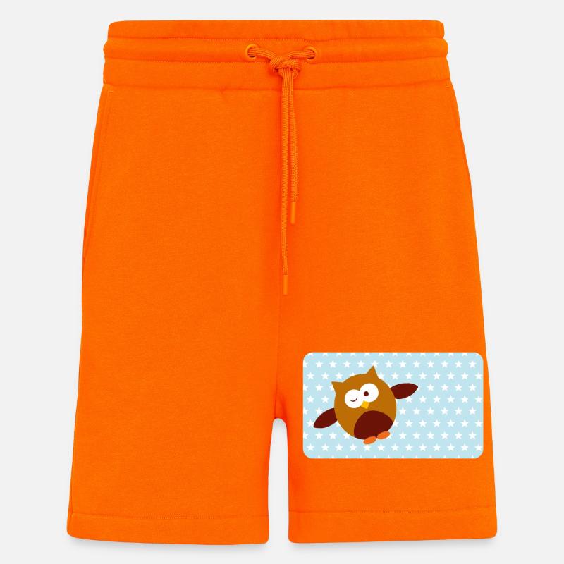 Funny Owl with Blue Asterisk | Customisable - Shorts - made by SPREAD - SUNSET ORANGE