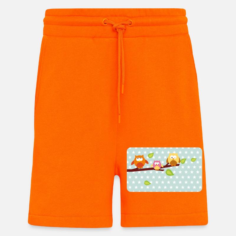 Petits hiboux avec astérisque menthe | Personnalisable - Short bio décontracté fabriqué en UE - SUNSET ORANGE