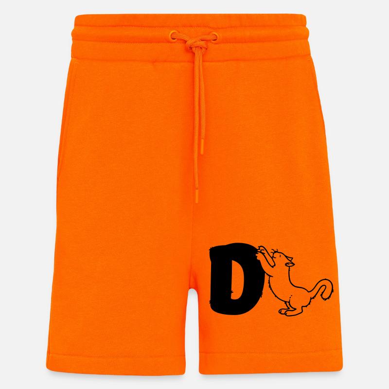 Lettre D du chat - Short bio décontracté fabriqué en UE - SUNSET ORANGE