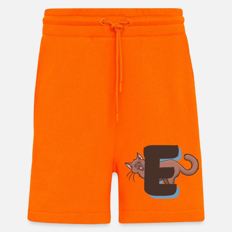 Lettre E du chat - Short bio décontracté fabriqué en UE - SUNSET ORANGE