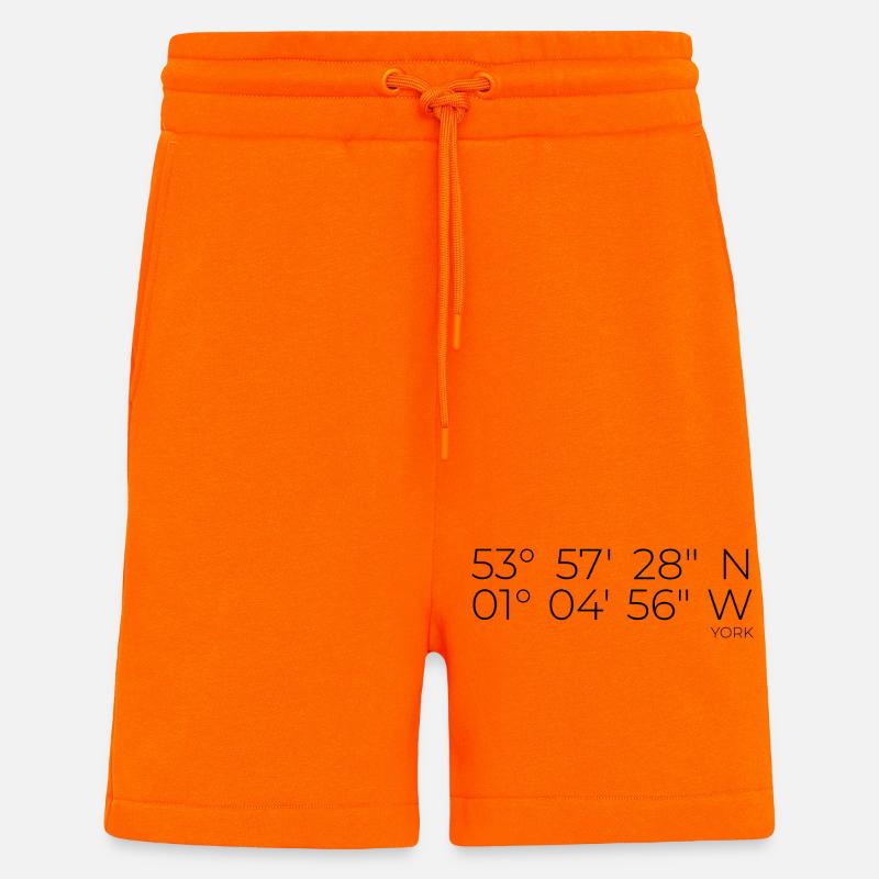 Coordonnées : York, Angleterre - Short bio décontracté fabriqué en UE - SUNSET ORANGE