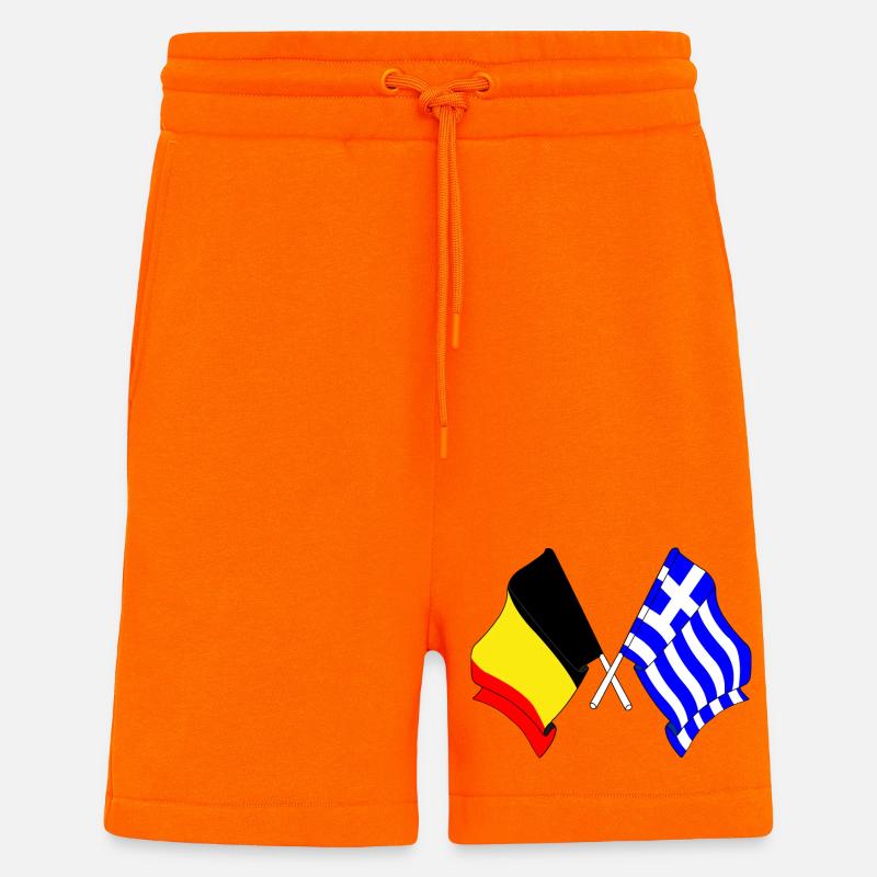 Drapeau Belgique, drapeau Grèce - Short bio décontracté fabriqué en UE - SUNSET ORANGE