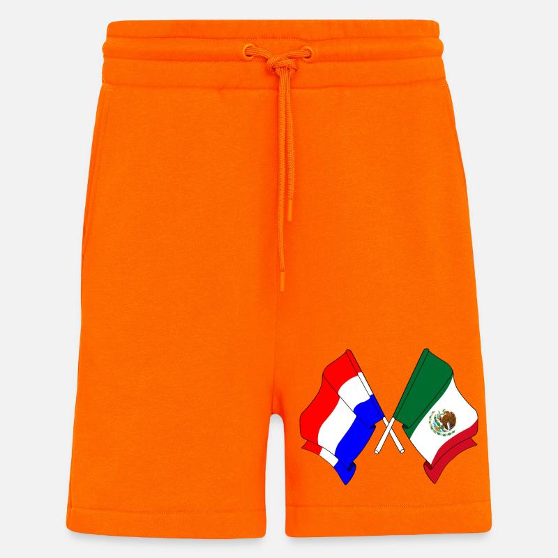 Drapeau Pays-Bas, drapeau Mexique - Short bio décontracté fabriqué en UE - SUNSET ORANGE