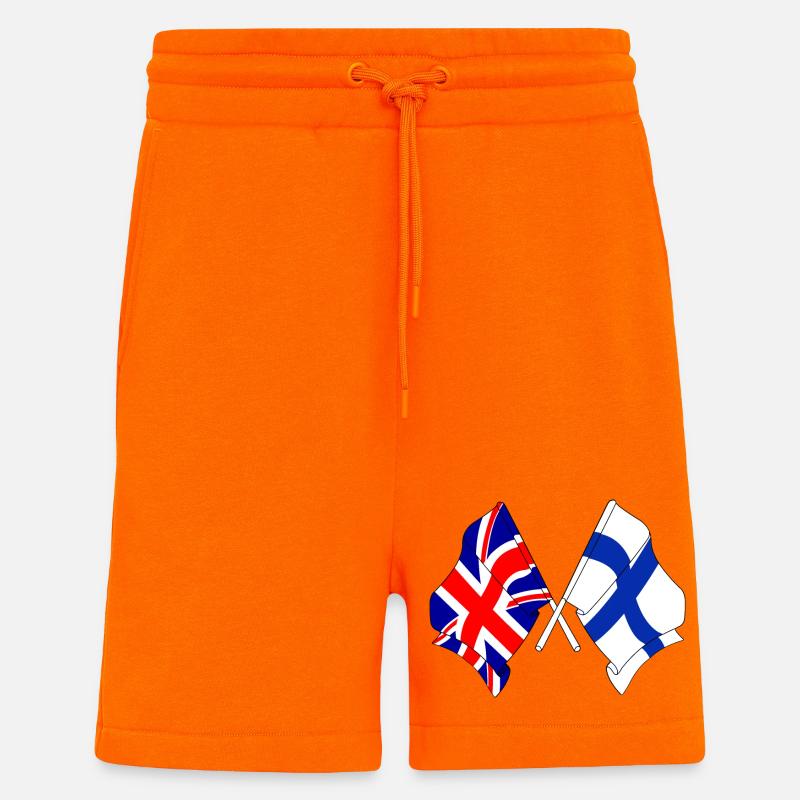 Drapeau Angleterre, drapeau Finlande - Short bio décontracté fabriqué en UE - SUNSET ORANGE