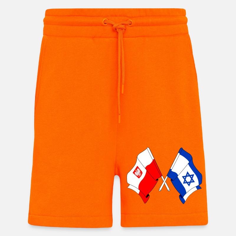 Drapeau de la Pologne, drapeau d’Israël - Short bio décontracté fabriqué en UE - SUNSET ORANGE