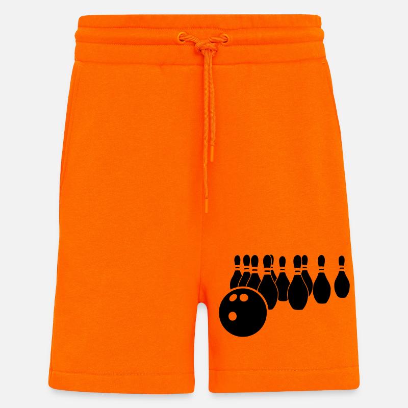 Logo de bowling - Short bio décontracté fabriqué en UE - SUNSET ORANGE