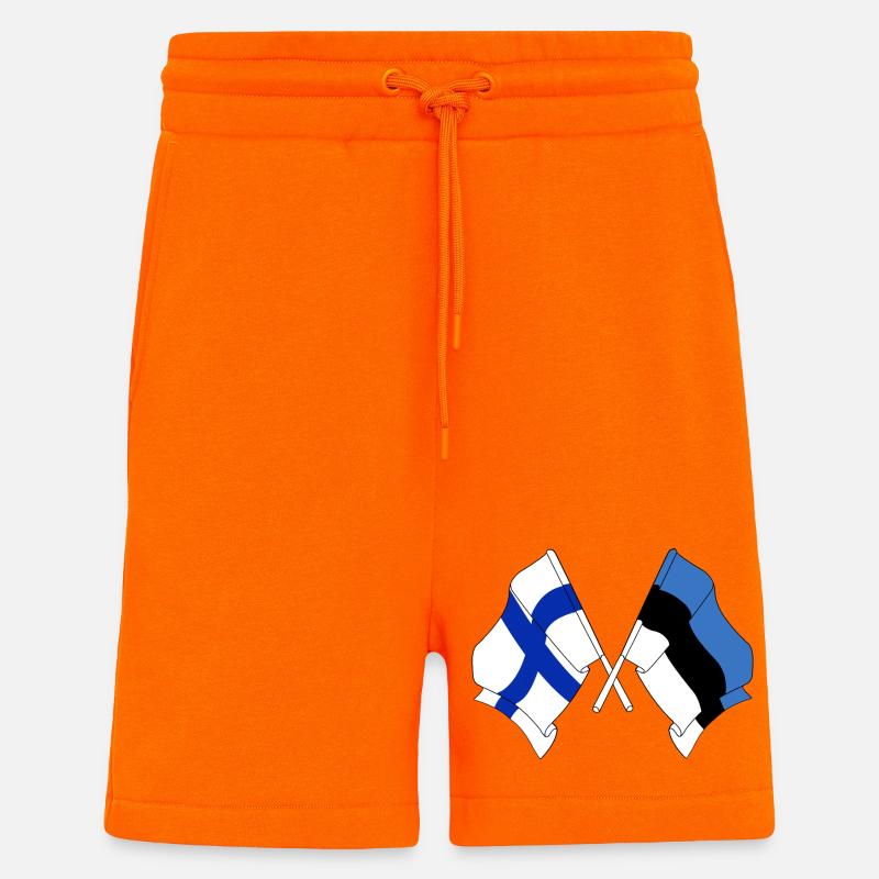 Drapeau Finlande, drapeau Estonie - Short bio décontracté fabriqué en UE - SUNSET ORANGE