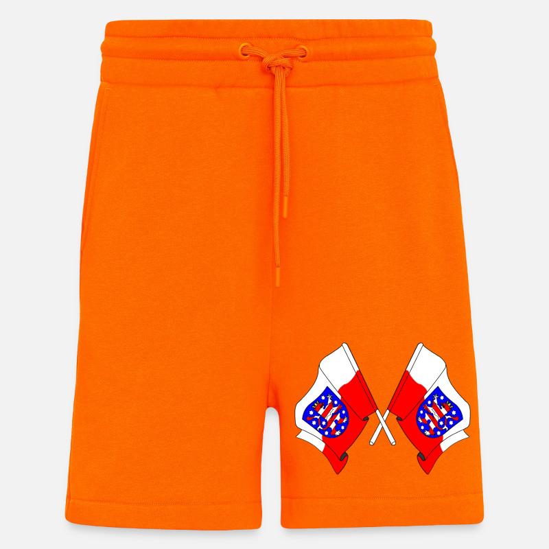 Deux drapeaux traversent la Thuringe - Short bio décontracté fabriqué en UE - SUNSET ORANGE