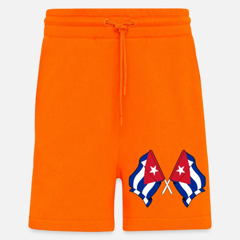 Deux drapeaux de Cuba - Short bio décontracté fabriqué en UE - SUNSET ORANGE