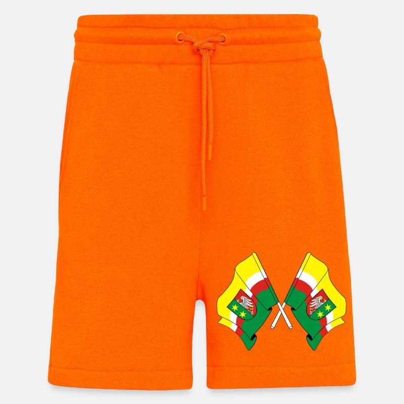 Deux drapeaux Lubusz - Short bio décontracté fabriqué en UE - SUNSET ORANGE