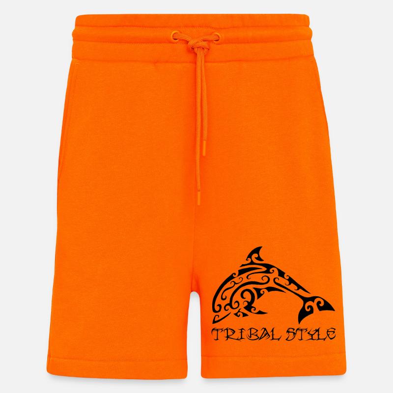 Polynesischer schwarzer Delfin - Shorts - made by SPREAD - SUNSET ORANGE