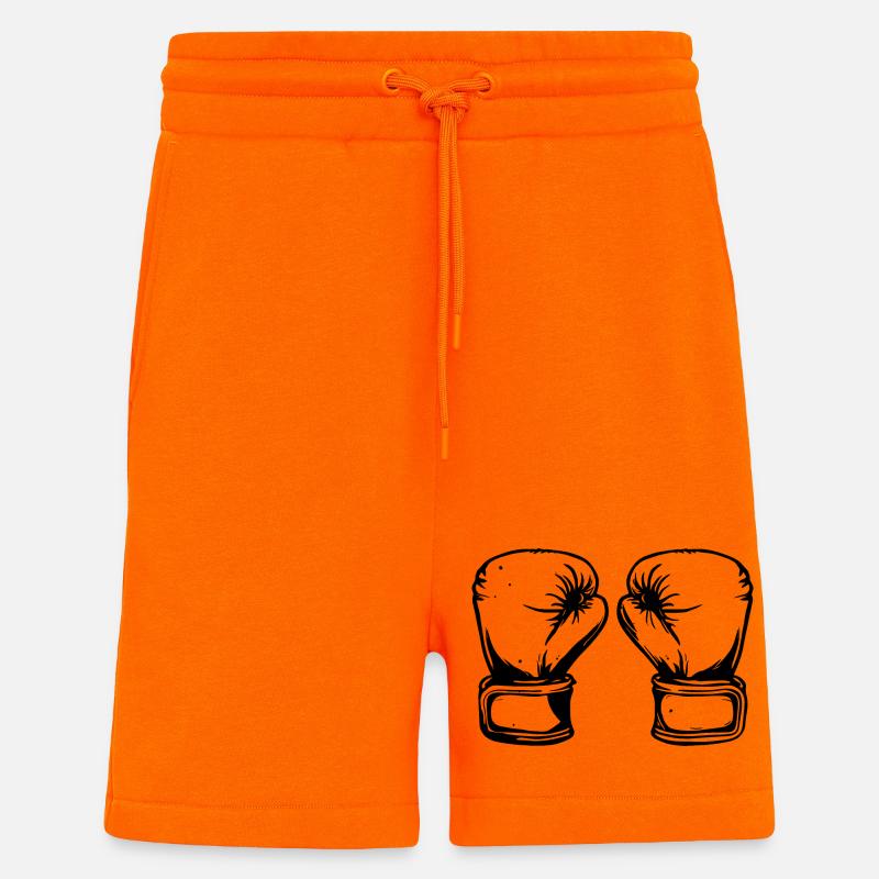 Dessin de gants de boxe - Short bio décontracté fabriqué en UE - SUNSET ORANGE