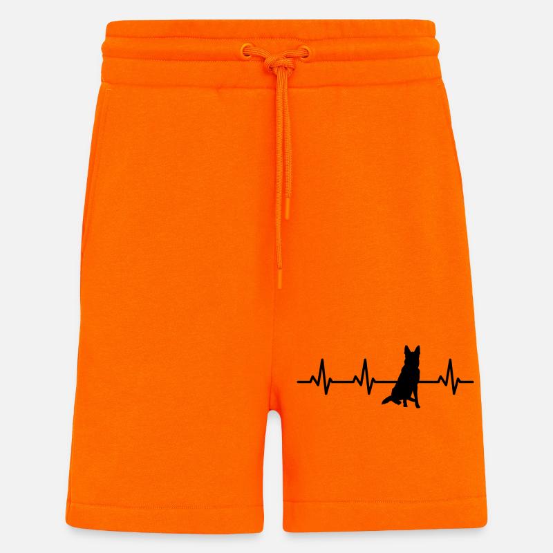 Palpitations cardiaques du berger allemand - Short bio décontracté fabriqué en UE - SUNSET ORANGE