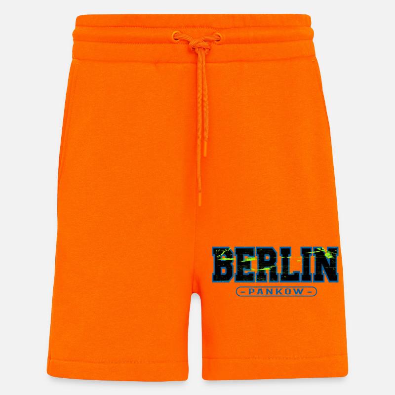 Graffiti néon de Berlin Pankow - Short bio décontracté fabriqué en UE - SUNSET ORANGE