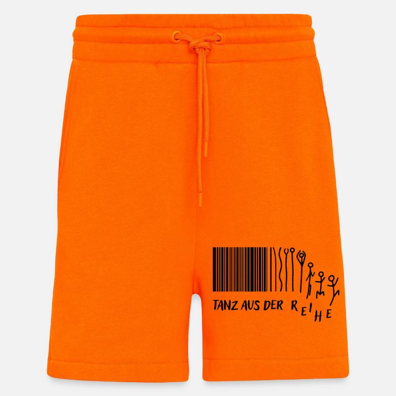 "Tanz aus der Reihe" Strichmännchen Strichcode - Shorts - made by SPREAD - SUNSET ORANGE