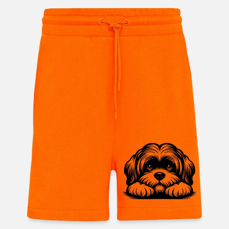 Lhasa Apso Head with Paws - Shorts - made by SPREAD - SUNSET ORANGE