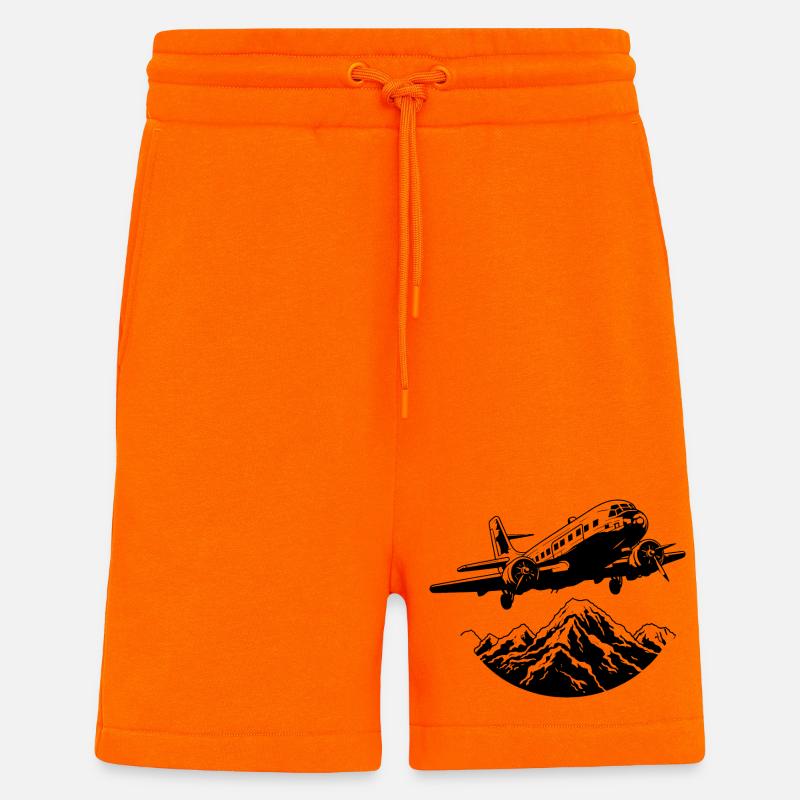 Graphisme d’avion - Short bio décontracté fabriqué en UE - SUNSET ORANGE