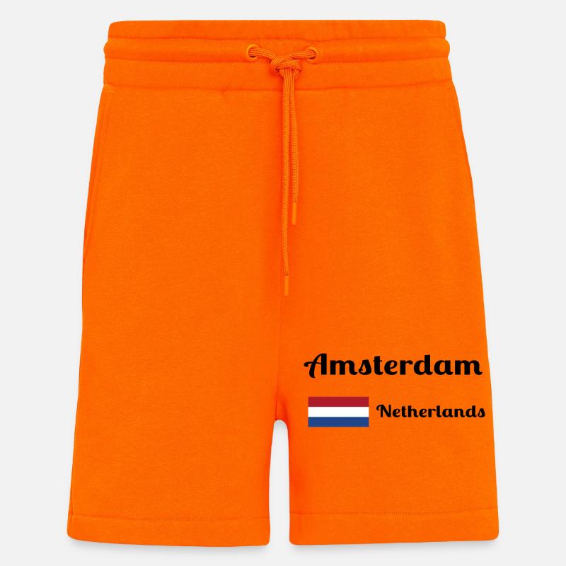 Amsterdam, Pays-Bas - Imprimés élégants - Short bio décontracté fabriqué en UE - SUNSET ORANGE