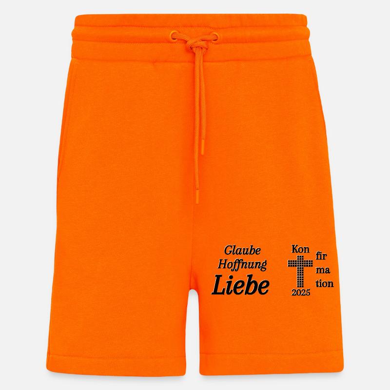 Konfirmation 2025 Glaube Hoffnung Liebe Bibel - Shorts - made by SPREAD - SUNSET ORANGE