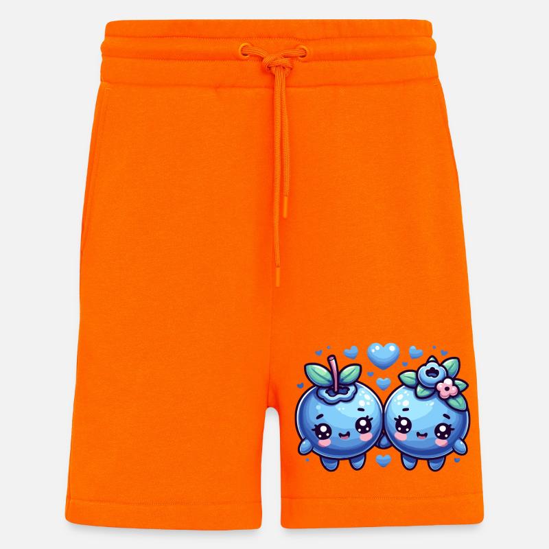Design mignon avec des myrtilles - Short bio décontracté fabriqué en UE - SUNSET ORANGE