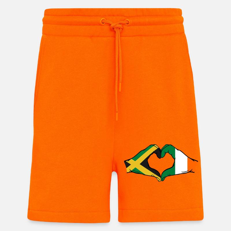 Jamaika Irland Hände Herzform - Shorts - made by SPREAD - SUNSET ORANGE