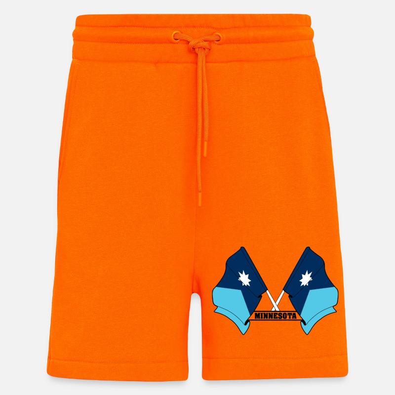 Deux drapeaux texte MINNESOTA - Short bio décontracté fabriqué en UE - SUNSET ORANGE