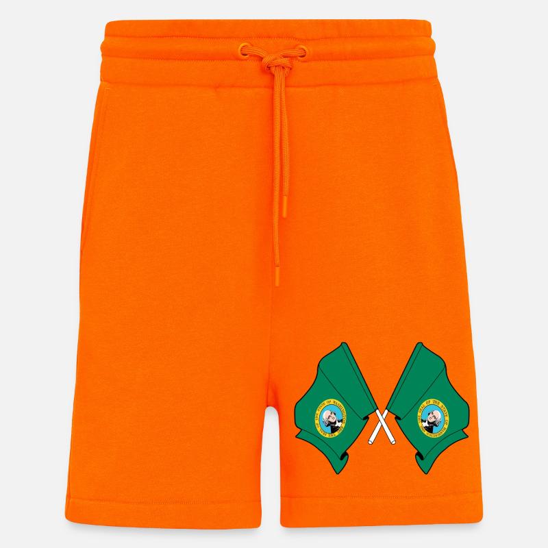Zwei Flaggen durchquerten Washington - Shorts - made by SPREAD - SUNSET ORANGE
