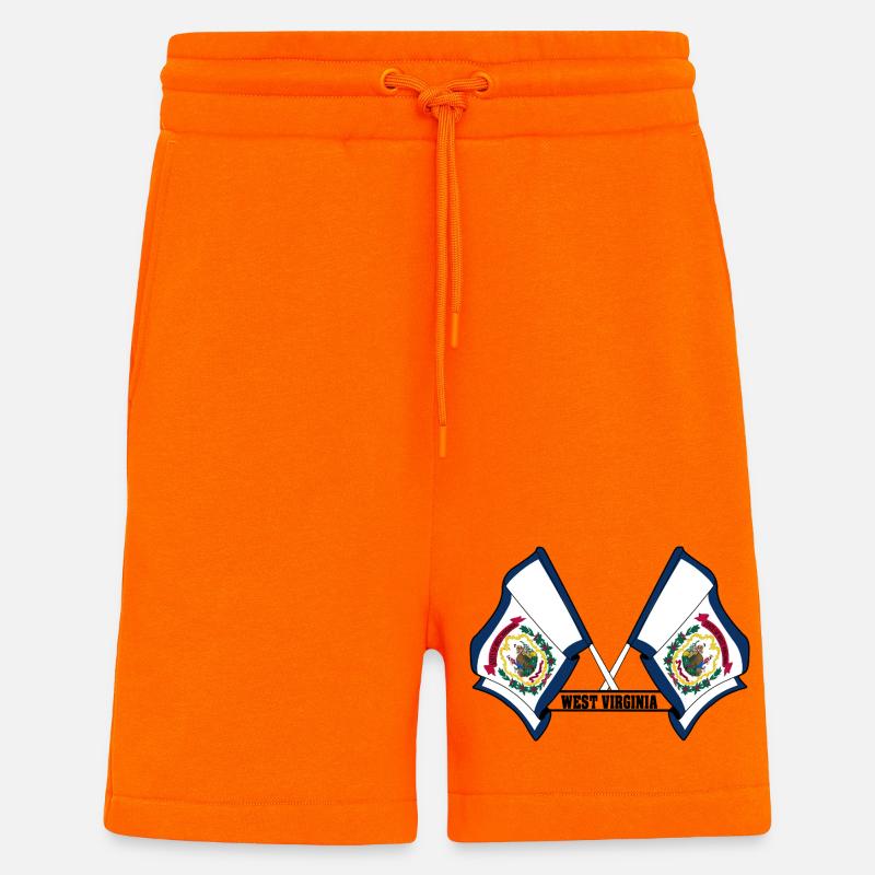 Texte à deux drapeaux VIRGINIE OCCIDENTALE - Short bio décontracté fabriqué en UE - SUNSET ORANGE