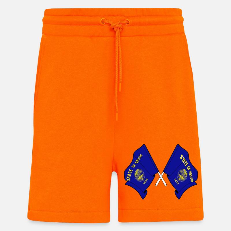 Deux drapeaux ont traversé l’Oregon - Short bio décontracté fabriqué en UE - SUNSET ORANGE