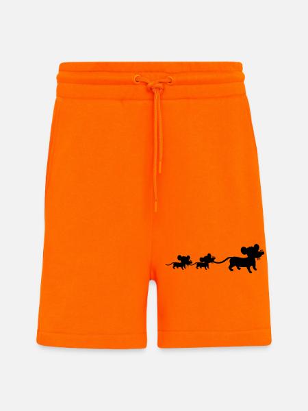 mus, familj, mamma, pappa, 2, barn, mamma, silhuett - Organic Relaxed Shorts Made in EU - SUNSET ORANGE